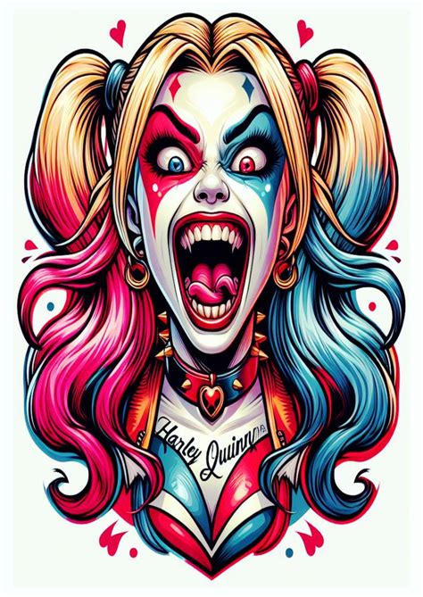 Desenho Para Tatuagem Arlequina Harley Quinn Gr Tis Para Imprimir Png