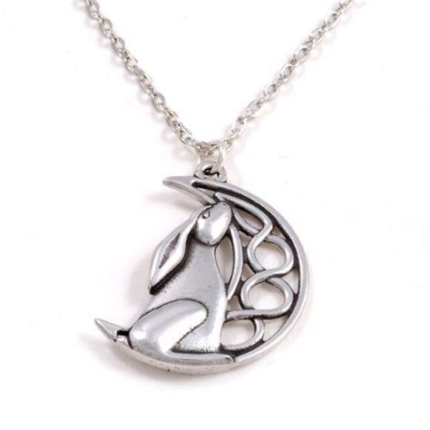 Pewter Moon Gazing Hare Rabbit Pendant Necklace In 2024 Pagan Jewelry Pendant Pewter Jewelry