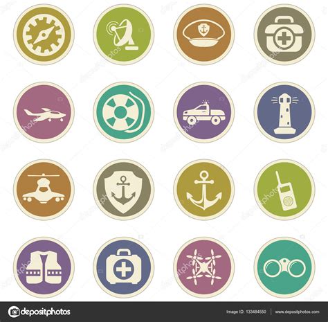 Coast Guard Icons Set Stock Vector By Lisess 133484550