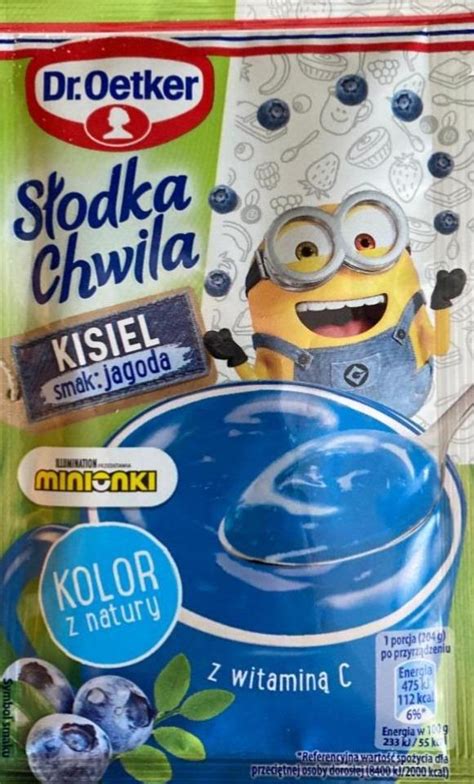 Słodka Chwila Kisiel smak jagoda Dr Oetker kalorie kJ i wartości