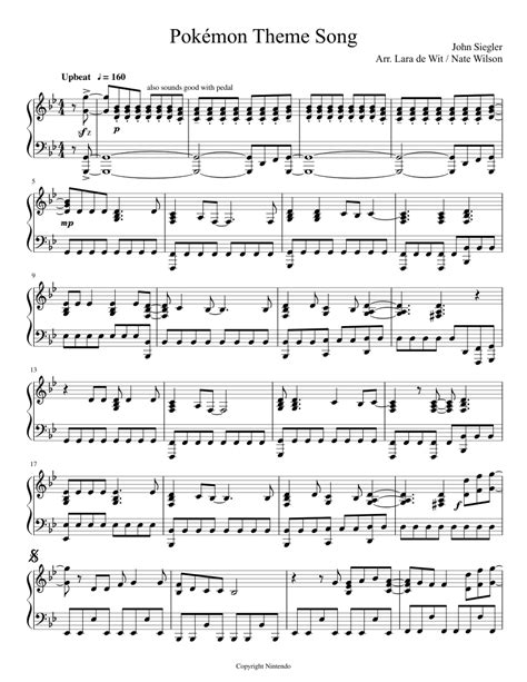 Pokémon Theme Song (piano) Sheet music | Musescore.com