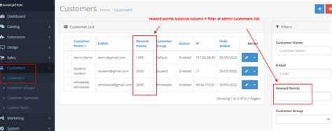 OpenCart Reward Points Column Filter At Admin Customer List