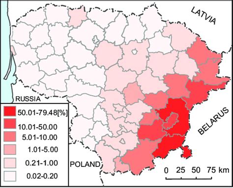 Percentage Of Populations In Different Municipalities Of Lithuania Download Scientific Diagram