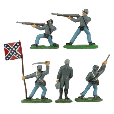 BMC Civil War Confederate Soldiers: 5 Painted 54mm Plastic Army Men Fi ...