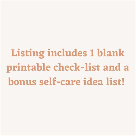 Self Care Checklist Printable Self Care Planner Self Care Etsy Canada