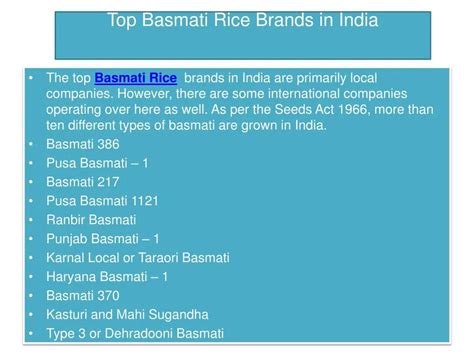 PPT - Top Basmati Rice Brands in India PowerPoint Presentation, free ...