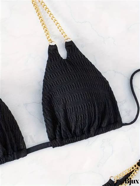 Chain Details 2 Piece Bikini Black Artofit