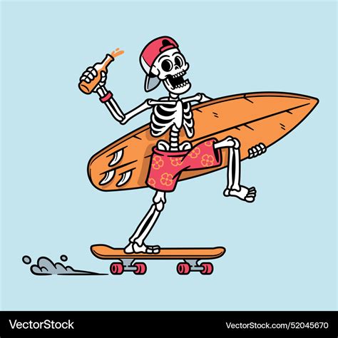 Skull Carrying A Surfboard Royalty Free Vector Image