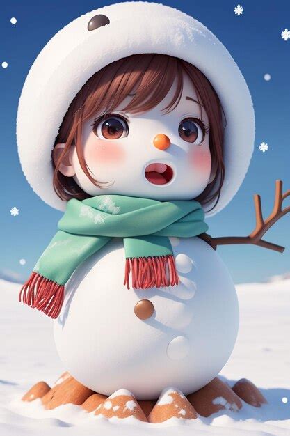 Premium Ai Image A Girl With A Snowman On Her Head