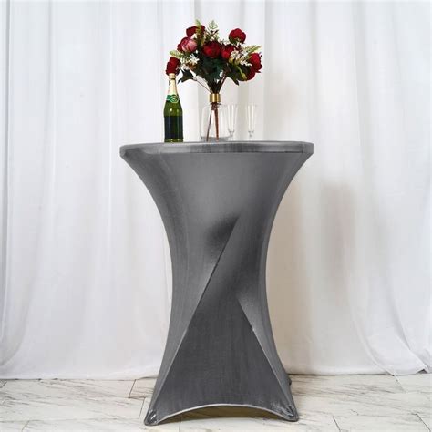 24 Dia Premium Shimmy Metallic Charcoal Gray Spandex Cocktail Table Cover