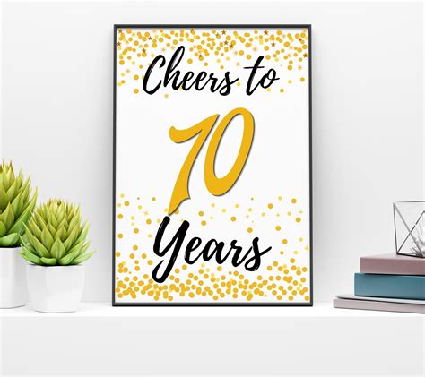 70th Birthday Signs Bundle Happy 70th Birthday Sign Cheers Etsy Uk