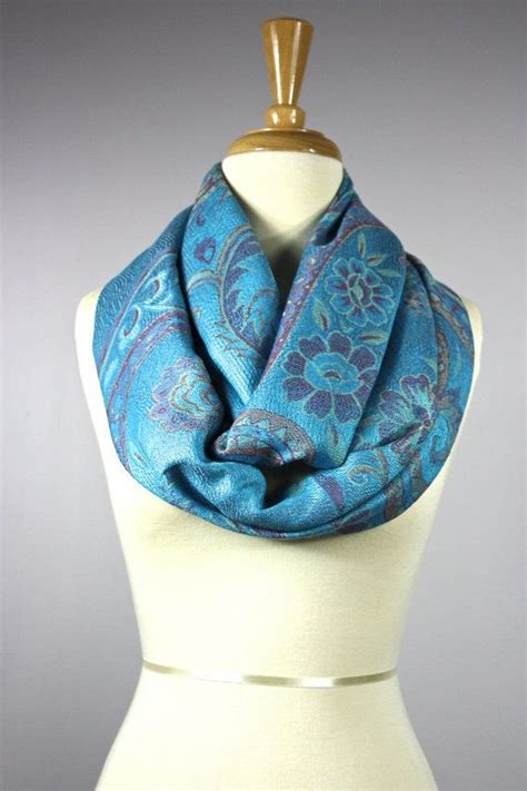 Icy Blue Scarf Light Turquoise Scarf Infinity Scarf Floral Etsy