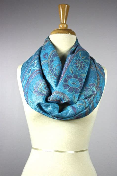 Icy Blue Scarf Light Turquoise Scarf Infinity Scarf Floral Etsy Turquoise Scarf Blue Scarf