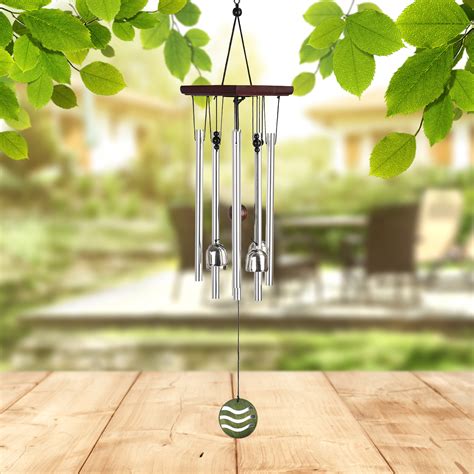 Beautiful Wind Chimes Outdoor 8 Aluminum Metal Tubes 4 Iron Bells