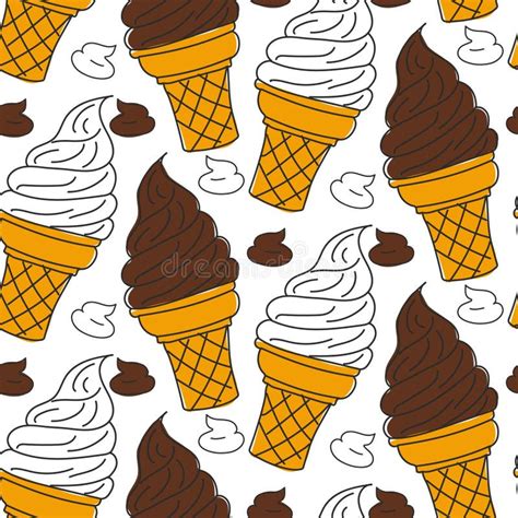 A Pattern With Chocolate And Vanilla Ice Cream In A Cone Seamless