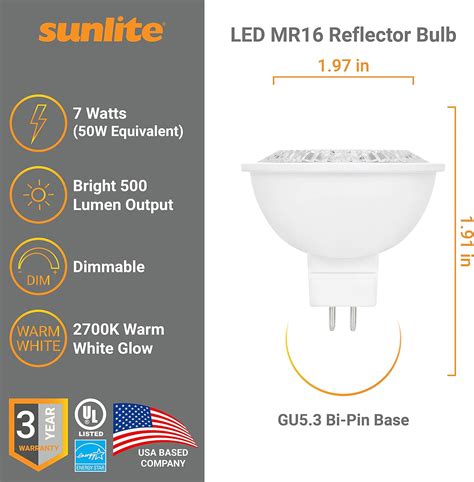 Buy Sunlite 81118 Led Mr16 Reflector Spotlight Bulb 7 Watts 50w