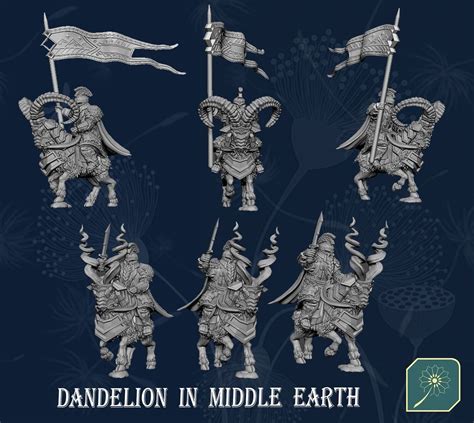 Dwarf Of Metal Mountain Ram Cavalry Captain Banner 2 Poses