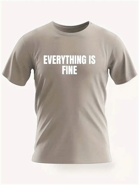 Everything Fine Letter Graphic Print Mens Creative Top Temu Australia