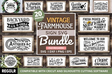 Vintage Farmhouse Christmas Svg Bundle | Sign Svg Bundle