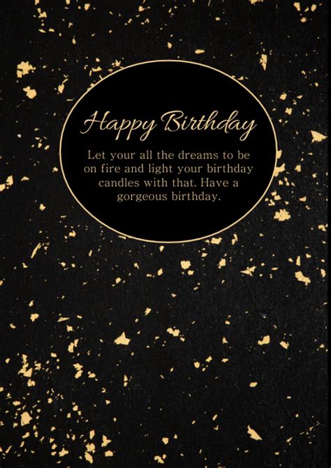 Happy Birthday Card Gold Black Greeting Wish Template Postermywall