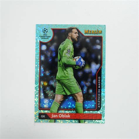 2022 Topps Merlin UEFA Champions League Jan Oblak Aqua Speckle