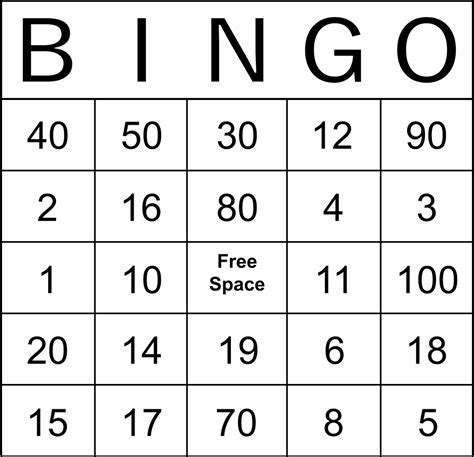 Printable Bingo Card Numbers – Printable Bingo Cards