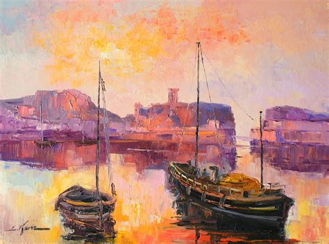 The Dunbar harbour Painting by Luke Karcz | Pixels