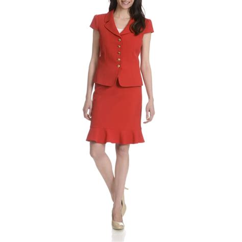 Shop Tahari Arthur S Levine Women S Red 2 Piece Skirt Suit Free