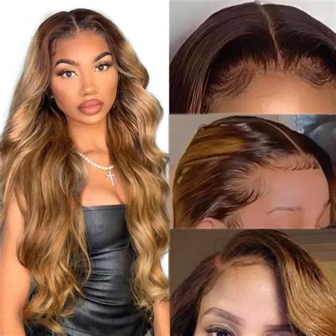 Amazon 13x6 Lace Frontal Wigs Pre Plucked 24 Deep Parting Ombre