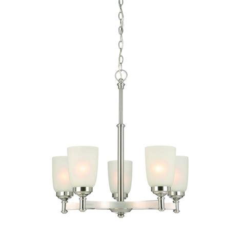 Hampton Bay 5 Light Brushed Nickel Chandelier With Frosted Glass Shade