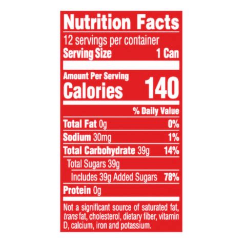 Coke Nutrition Label Oz