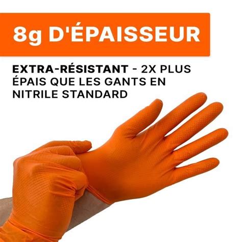 Progrip Gants Jetables 500 Pcs 10 Boîtes Gants Nitrile Extra Forts