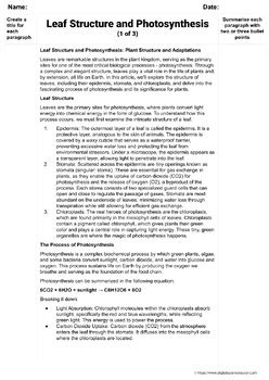 Leaf Structure And Photosynthesis Plants By Digital Science Lesson