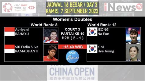 Jadwal China Open 2023 Hari Ini Day 3 R16 Live INEWS TV XD Hadapi