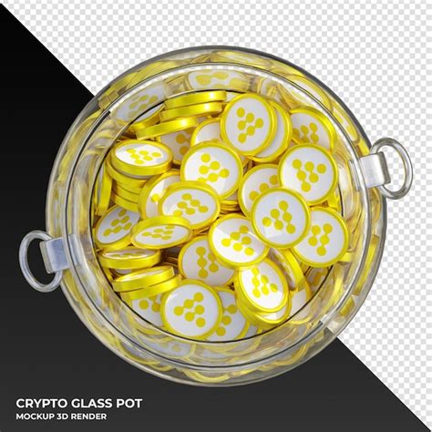 Premium PSD Iexec Rlc Rlc Crypto Coin Top View Clear Glass Pot