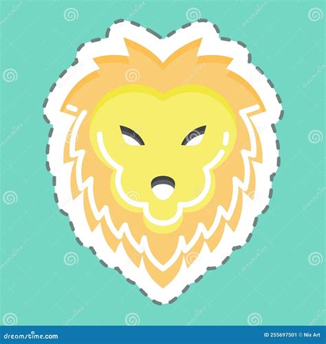 Sticker Line Cut Lion Related To Animal Head Symbol Simple Design