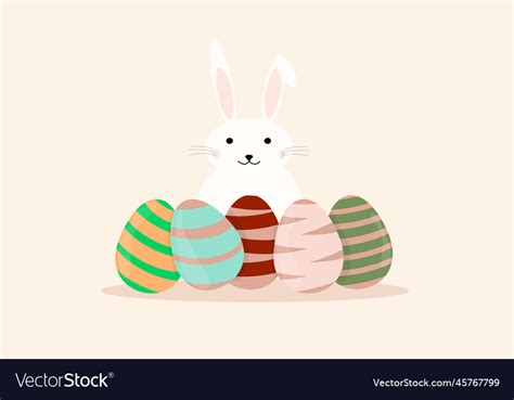 Happy Easter Poster With Eggs And Bunny Ears Vector Image