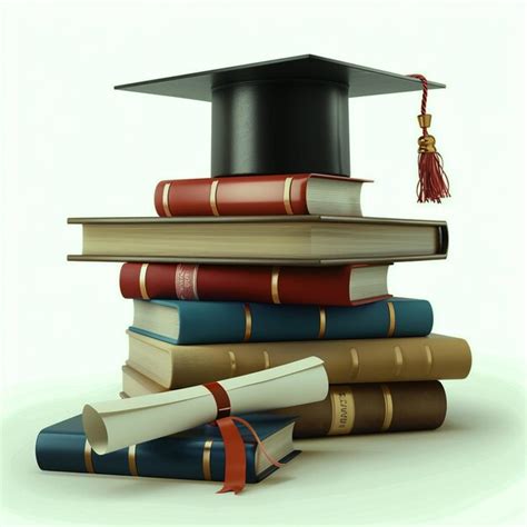 Premium Psd Stack Of Books With Education Cap Png Psd