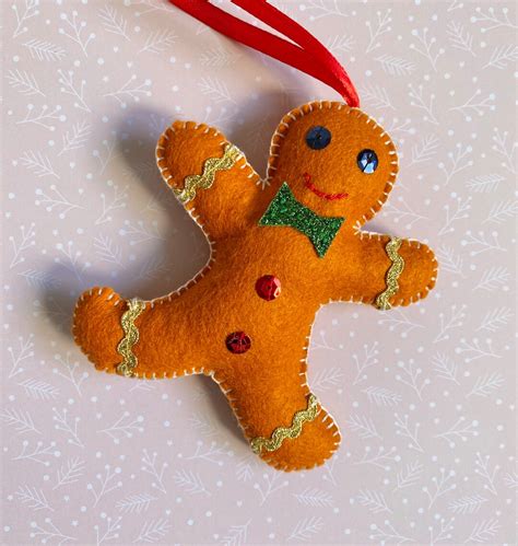 Gingerbread Man Handmade Felt Ornament Tree Decoration Christmas