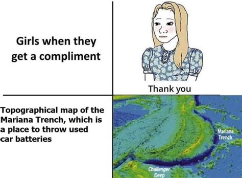 Girls When They Get A Compliment Thank You Topographical Map Of The