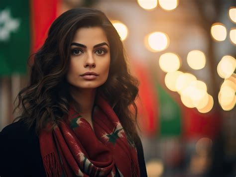 Premium Photo A Beautiful Portugal Woman With A Portugal Flag