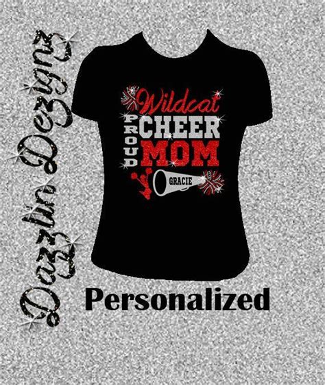 Bling Cheer Mom Rhinestone Glitter Shirt Personalized With Your Home