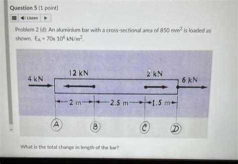 Solved Problem D An Aluminium Bar With A Cross Sect