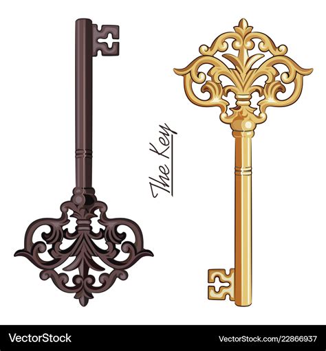 Ornamental Medieval Vintage Keys With Victorian Vector Image