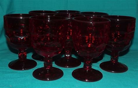 Viking Georgian Ruby Red Water Glasses Goblets Set Of 8 Glasses Viking Georgian Viking Glass