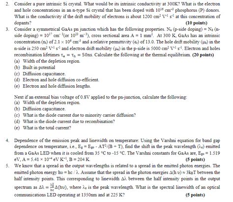 Solved Consider A Pure Intrinsic Si Crystal What Would Be Chegg