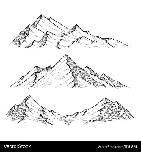 Hand Drawn The Mountains Royalty Free Vector Image