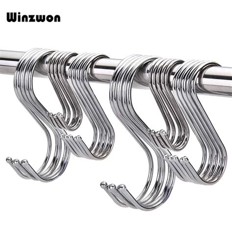 10Pcs Lot Stainless Steel S Shaped Hanger Hook Kitchen Bathroom Clothes