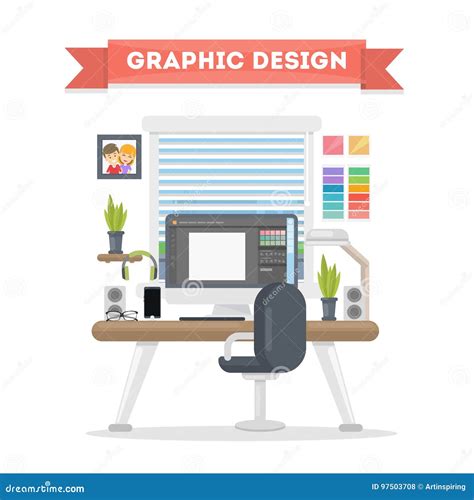 Graphic Design Workplace Stock Vector Illustration Of Banner 97503708