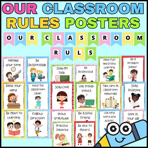 Classroom Rules Posters Set Of 20 With Interactive Back To School Activity Made By Teachers